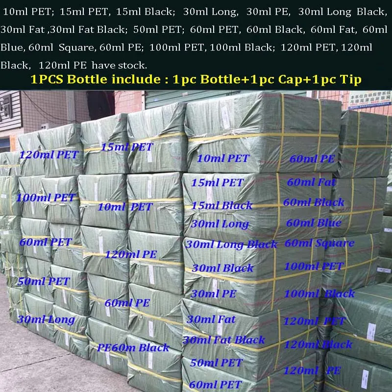 

100pcs Empty Fat Eye Liquid Bottle 10ml 15ml 30ml 50ml 60ml 100ml 120ml Pen Shape Plastic Dropper Bottle for Nail Gel
