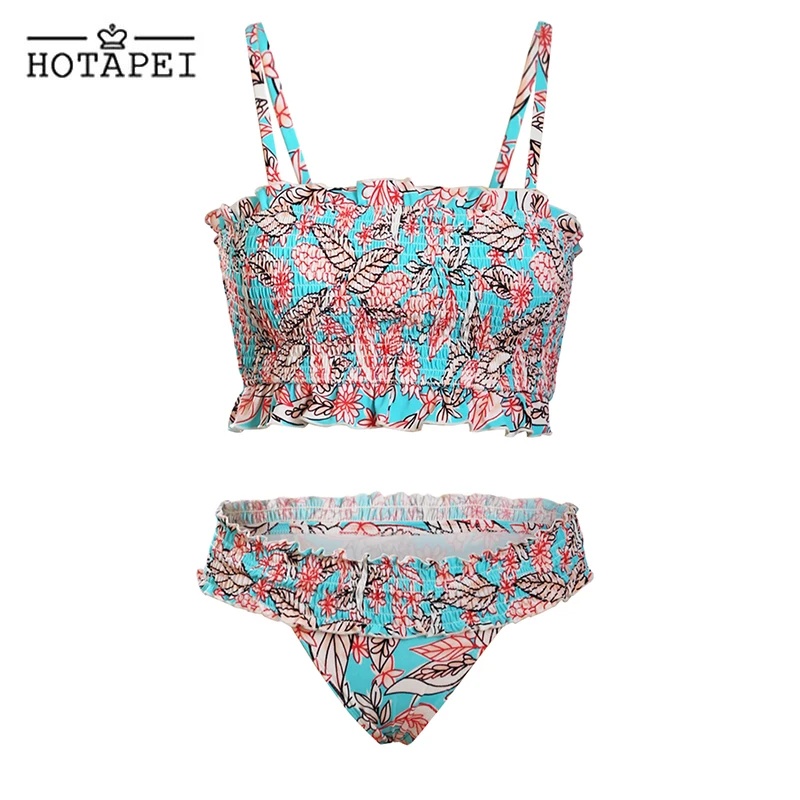 Hotapei 2019 Для женщин Сексуальная бинты Купальник пуш ап Мягкий Бикини с буфами