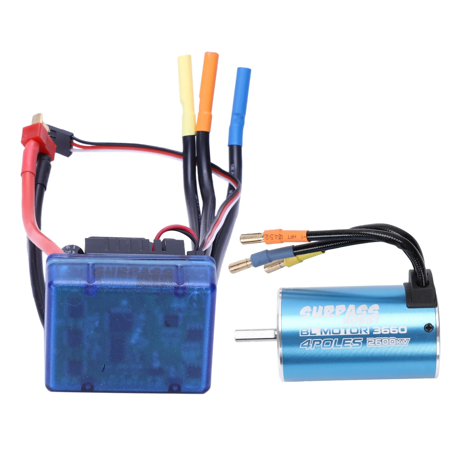 SURPASS HOBBY 3660 2600KV Бессенсорный бесщеточный двигатель с 80A ESC для 1/10 RC ралли автомобиля - Цвет: Blue