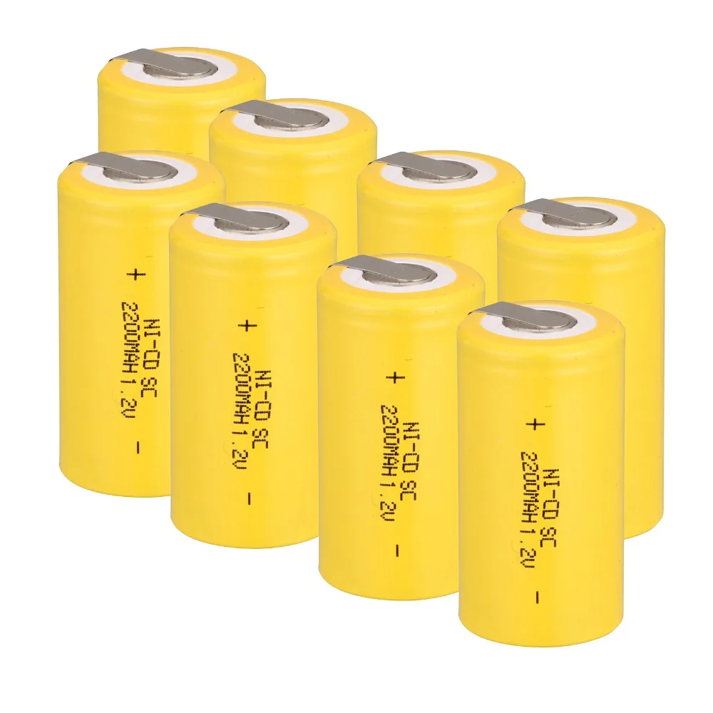 Anmas power 2-20 шт желтый Ni-Cd Sub C SC 1,2 V 2200mAh аккумуляторные батареи с вкладками