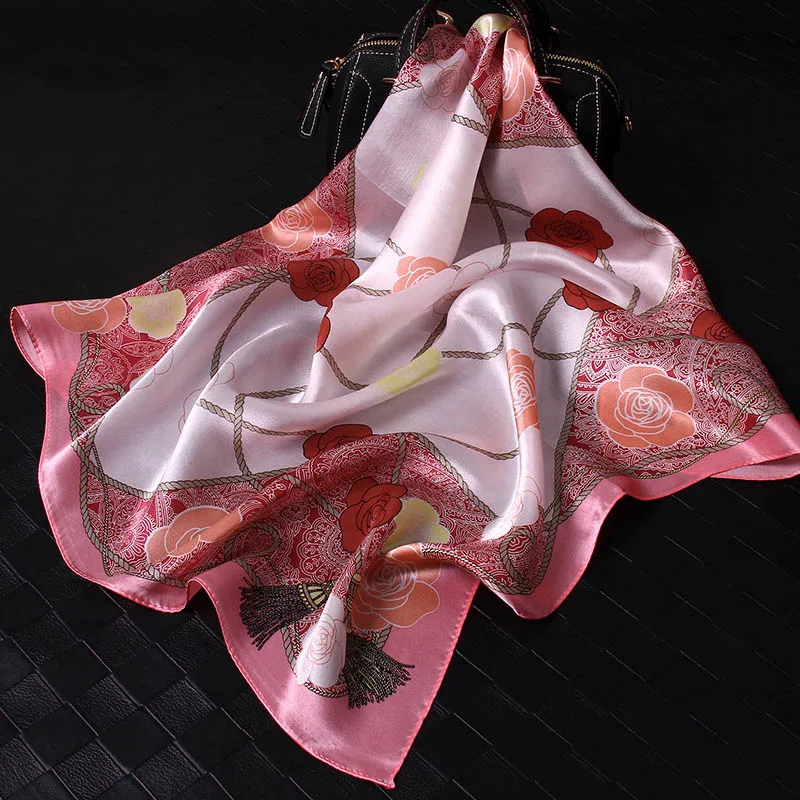 Квадратный шелковый платок 65*65 см шелк из Ханчжоу платок для женщин бандана с принтом натуральный шелк квадратный шейный платок - Цвет: Color 8