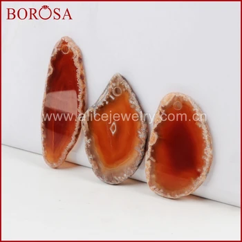 

BOROSA Freeform Red Onyx Agates Slice Druzy Pendant Bead, New Arrival Drusy Agates Crystal Druzy Slice for DIY Jewelry G1307