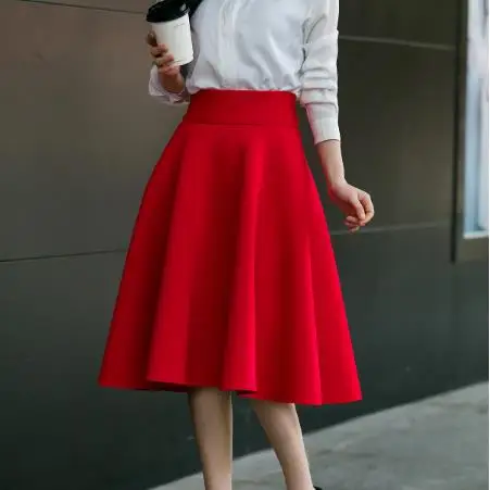 Clobee женские юбки, женская элегантная юбка с высокой талией, плюс размер 5XL 6XL, винтажные, винно-красные, черные юбки до колена, M921