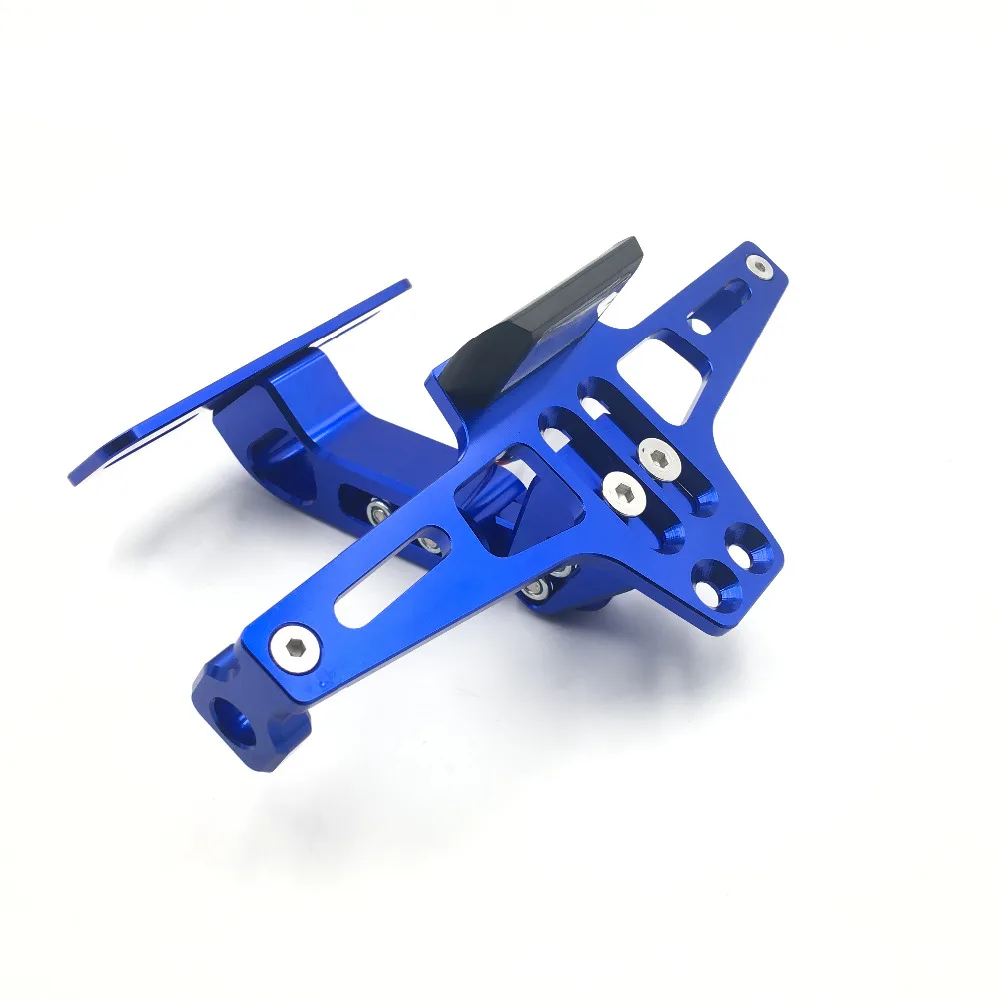 

Universal Aluminum Motorcycle Adjustable Angle License Number Plate Frame Holder Bracket With LED Turn Signal Light Blinker Blue