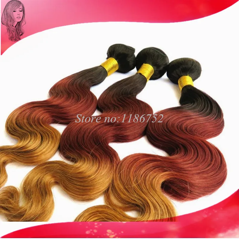 Christmas50 Peruvian Body Wave Ombre Hair Weave 3 Tone Hair Ombre
