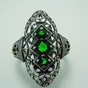 

Hot sale three grain of jade stone ancient silver ring