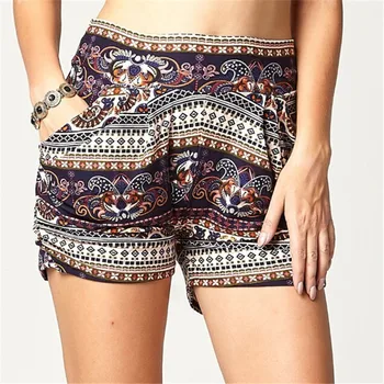 

Vintage Women's Flower Printed Holiday Shorts Fashion Ladies Summer Ethnic Style Beach Mini Short Trousers New High Waist Shorts