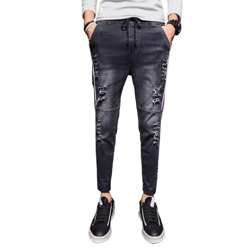 Мужские джинсы повседневные мужские весенние и осенние модели Молодежные Духи тонкие отверстия прилив раздел социальные ребята 9 брюки