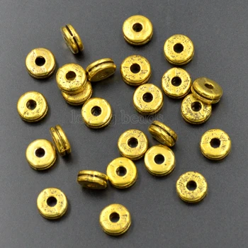 

500Pcs/Pack 3x6mm Bronzite Gold Tibetan Carved Pattern Round Connector Bracelet Spacer Charm Beads Wholesale Jewelry Making