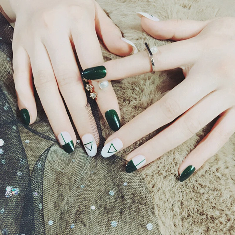 24 шт./компл. темно-зеленый Треугольники поддельные пилка для ногтей Nail Art инструменты женский гигиеничный продукт для товары для здоровья