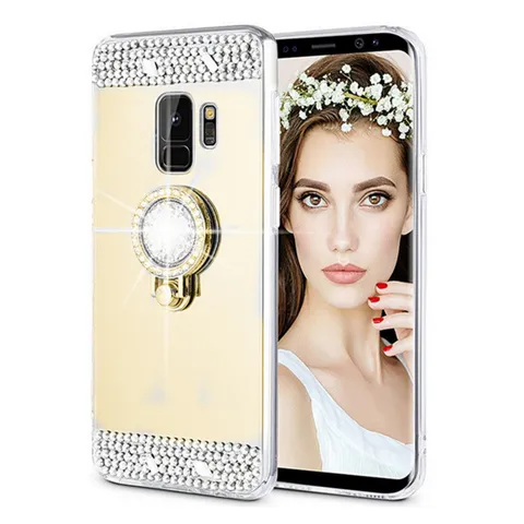 Ring Holder Mirror Bling Case for Samsung Galaxy Note 10 9 8 S8 S9 S10 Plus A8 A6 Plus A7 J4 J6 J2 Pro 2018 J7 Neo Cover