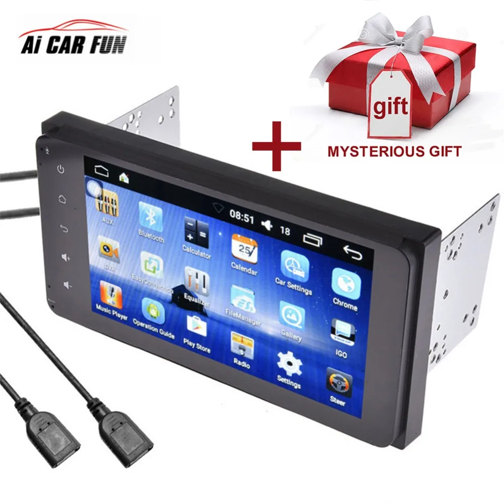 Discount 7 inch Android 6.0 System Full HD 1080P MP5 Player with GPS Navigaton Wifi Bluetooth USB 2 Din Multimedia DVD Player For Toyota 0