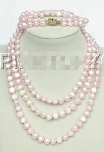 

Free Shipping >>>>> 49" 9mm baroque soft pink pearls necklace bracelet E1425
