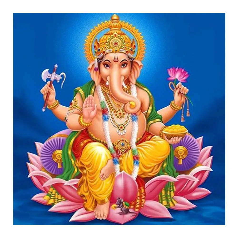 Ganesha Diamond Painting Full Round Indian religious portrait New Sticking Drill Cross Embroidery Elephant Trunk God of Wealth