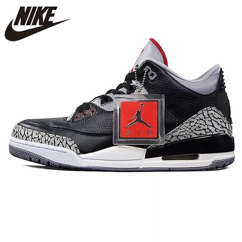 

Nike Air Jordan 3 Black Cement AJ3 Men 's Basketball Shoes Burst Sneakers Sport Shoes 854262-001