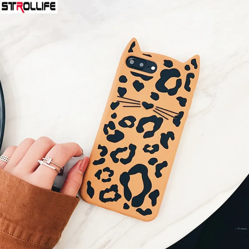 Stelllife мультфильм 3D леопард борода кошка телефонные чехлы для iphone 7 Plus Мягкий