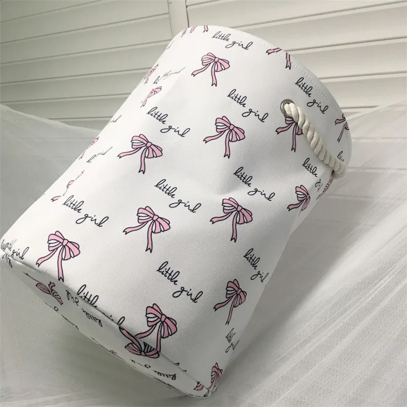 Розовая корзина для белья FullLove 35*40 см грязной одежды хлопковая балетная с бантом