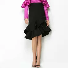 2738 летняя черная/белая официальная элегантная женская юбка с неровной кромкой в форме листьев лотоса, юбки с высокой талией, высокое качество, модная