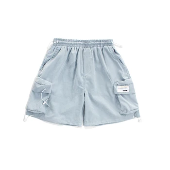 

2019 Summer New Korean Couple Loose Simple Function Tooling Five Points Solid Color Large Pocket Cotton Casual Shorts
