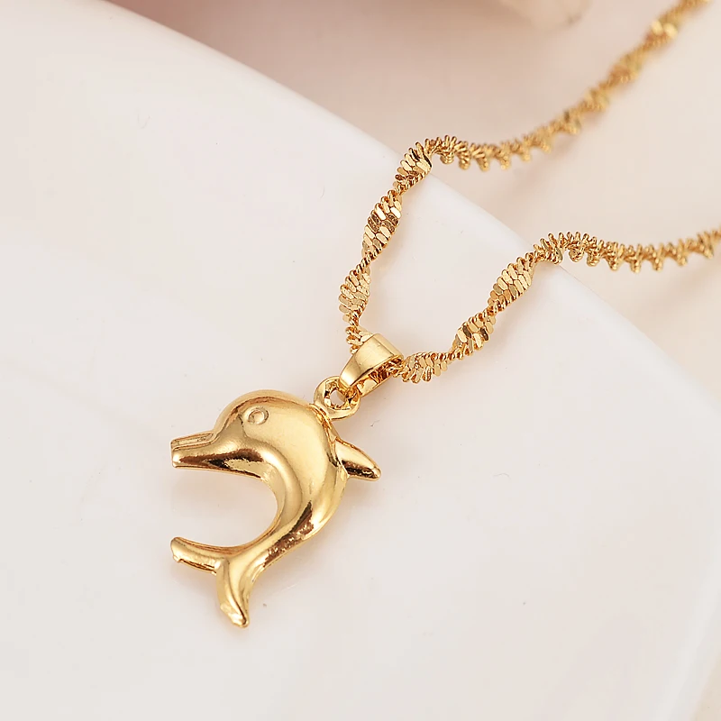 Gold Plated Dolphin Heart Pendant Necklace with Chain for Women & Girls  (Pack of 1 pc) - CouponRocks