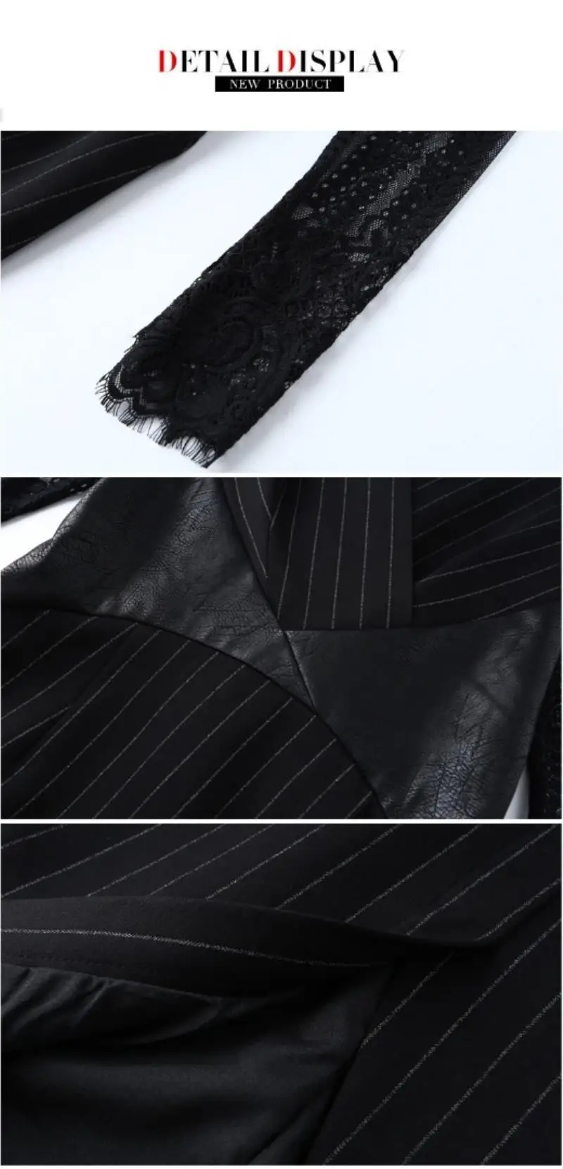 2018 New Spring Plus size   stripe  Lace   Net yarn  Long sleevesr Dress   Black Sexy  Party Texture Clothes Garment Dress