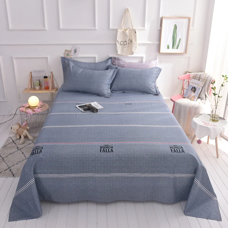 European Style Pure Gray Cotton Flat Sheets 3Pcs Queen Size Bed Sheet