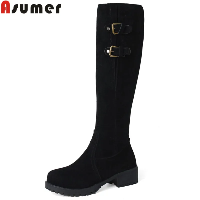 round toe knee high boots