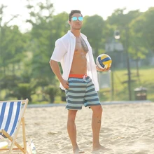 Летняя мужская пляжная одежда зеленая полосатая Мужская спортивная одежда для бега в спортзале clohitng мужские пляжные шорты для плавания Шорты Мужские плавки Купальники