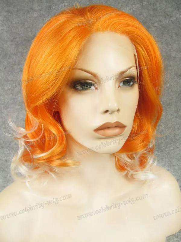 

Short Bob Loose Curl Synthetic Lace Front Wig Orange Omber Wig Drag Queen Wig