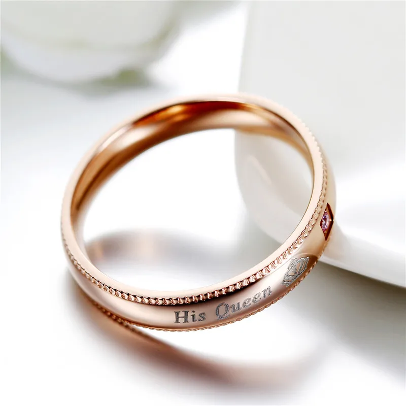 Мужское кольцо Boniskiss с надписью Her King и His Queen|engagement ring|rings for womenring |