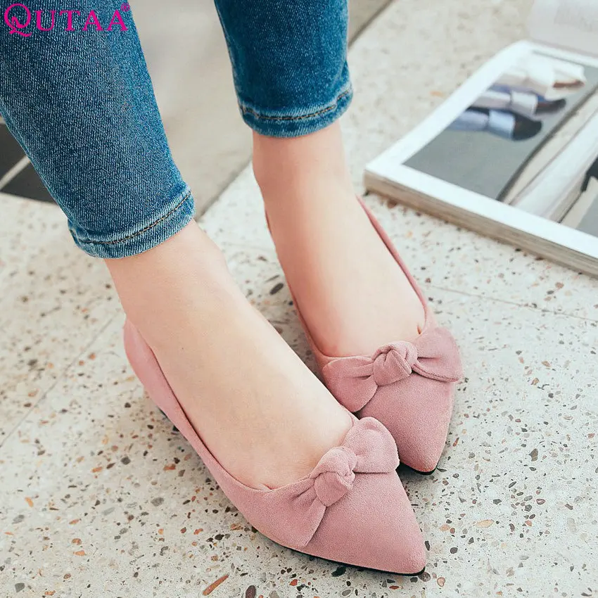 

QUTAA 2019 Women Pumps Spring/autumn Fashion Women Shoes Slip on Square Heel All Match Elegant Casual Ladies Shoes Size 34-43