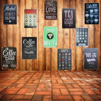 Free WIFI Shabby Chic Home Bar Cafe Vintage Wall Decor Art Metal Tin Signs Pub Tavern Retro Decorative Plates Metal Poster A755