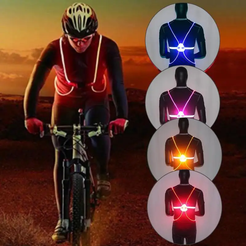 

2019 Hot Sale Flashing Vest High Visibility Reflective LED Flash Bike Vest Adjustable Running Cycling Vest Safety Outdoor Vest