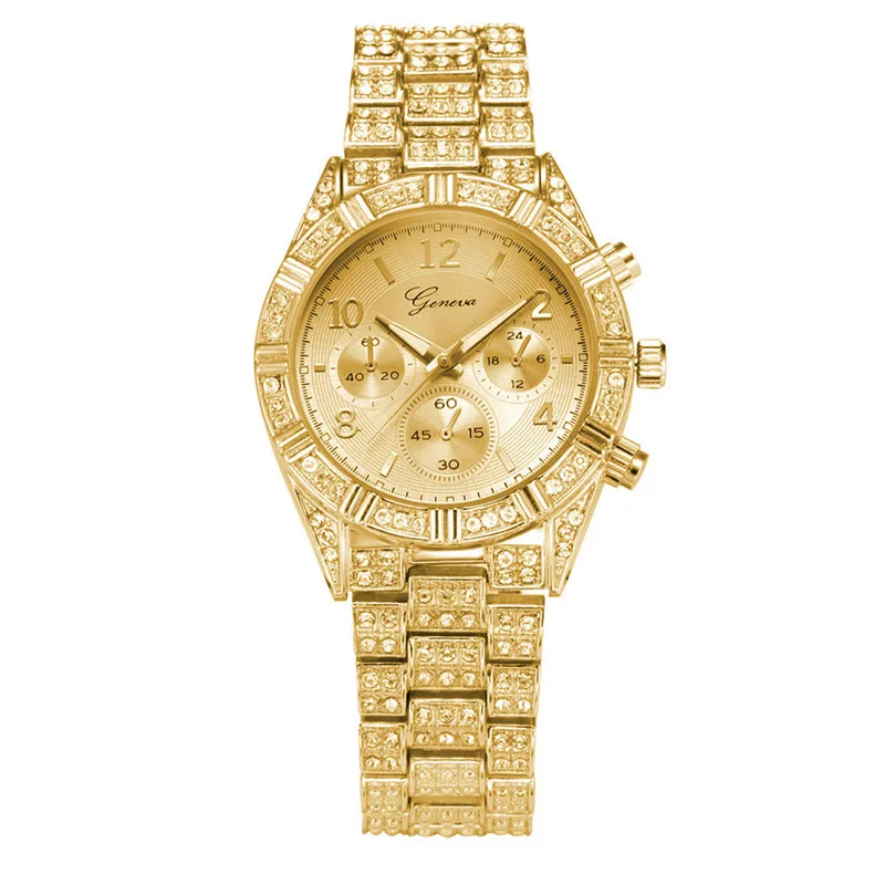 Модные женские наручные часы, роскошные Брендовые женские часы с кристаллами, блестящие стразы, керамические наручные часы, кварцевые часы - Цвет: Gold