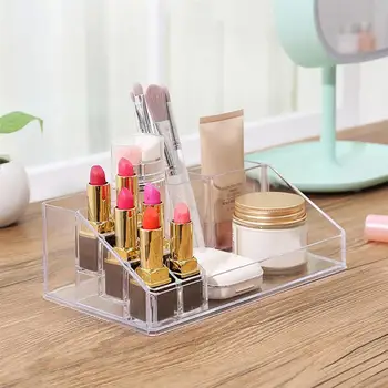 

Creative Transparent Makeup Storage Box Cosmetic Organizer Acrylic Holder Desktop Display Stand for Lipsticks Nail Polishes