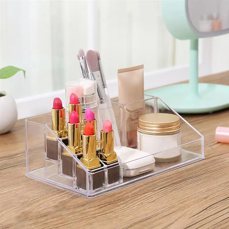  Creative Transparent Makeup Storage Box Cosmetic Organizer Acrylic Holder Desktop Display Stand for