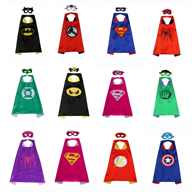 Super hero накидка 1 + маска супергероя Косплэй костюм для детей Хэллоуин вечерние