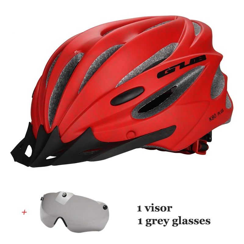 Велосипедный шлем с визером Магнитные очки интегрально формованные MTB дорожный велосипед велосипедный мотоциклетный шлем 58-62 см для мужчин и женщин - Цвет: Red1