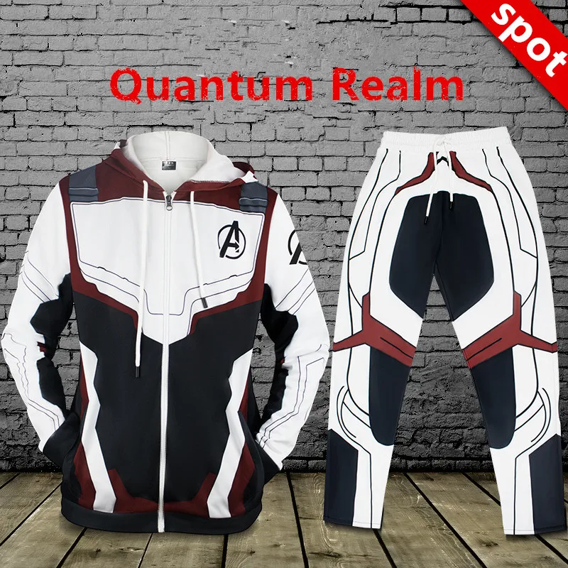 superhero Iron Man Hoodies suit Avengers Endgame Quantum Realm Sweatshirt Jacket Advanced Tech Hoodie+ trousers Cosplay Costumes