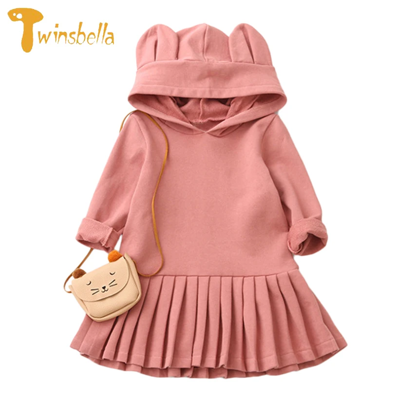 2018 Spring Autumn Casual Cotton Children Clothing Cute Brief Children Dresses for Girls Long Sleeve Girls Hoodies Dresses