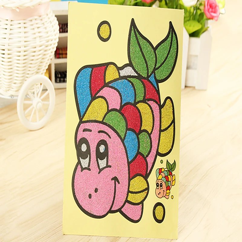 10pcs Lot of Colored Sand Painting Drawing Toys for Kids: DIY Crafts for Learning and Education - Color Sand Art Painting Cards image 3