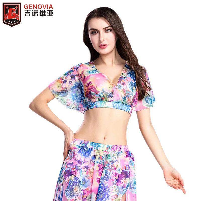 

New Belly Dance Costume Chiffon Bolero Flower Flared Top Blouse 2 Colors