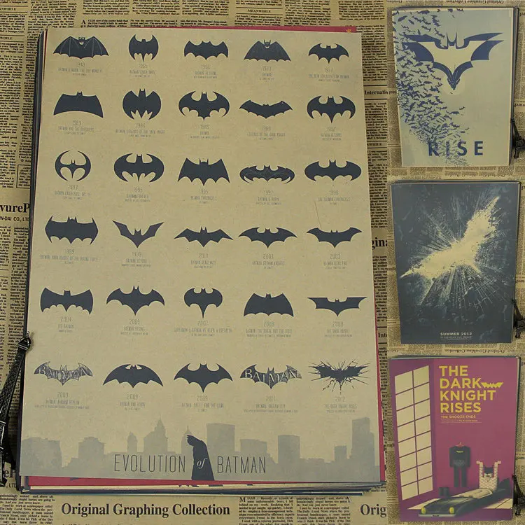 

Evolution of Batman Vintage Movie Poster Wall Paper Home Decor Cuadro Art Painting