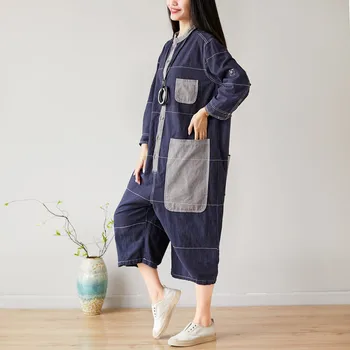 

Baggy Bodysuits Long sleeve Oversized Loose Jumpsuit Streetwear Style Wide Leg Playsuits Europe Boyfriend Drop Crotch Overalls
