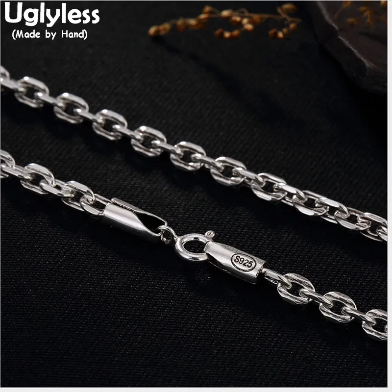 Uglyless S ожерелье из стерлингового серебра 925 пробы без подвески 3,5 мм звено цепи Bijoux для мужчин и женщин унисекс ручной работы ювелирные изделия колье