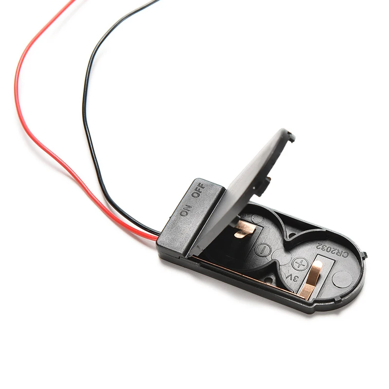 

Hold 2x CR2032 Button Coin Cell Battery Holder Case Storage Black Box 6V Wire Lead ON/OFF Switch Battery Storage Boxes