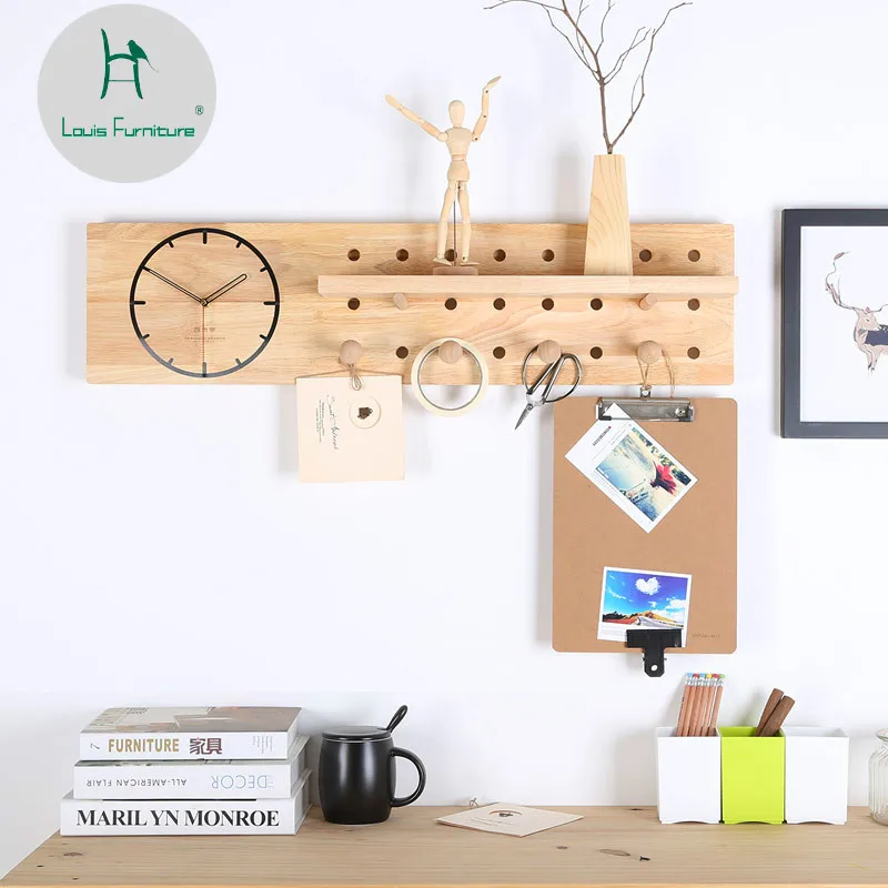 

Louis Fashion Coat Racks Hooding Hall Decoration Vestibule Nordic Wall Hanger Hook Solid Wood Creative Doorway Wall Hanging