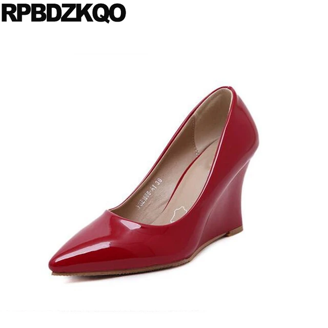 Work Medium Evening Pointed Toe Red Office Shoes Women High Heels Work Medium Evening Pointed Toe Red Office Shoes Women High Heels Patent Leather 3 Inch Size
