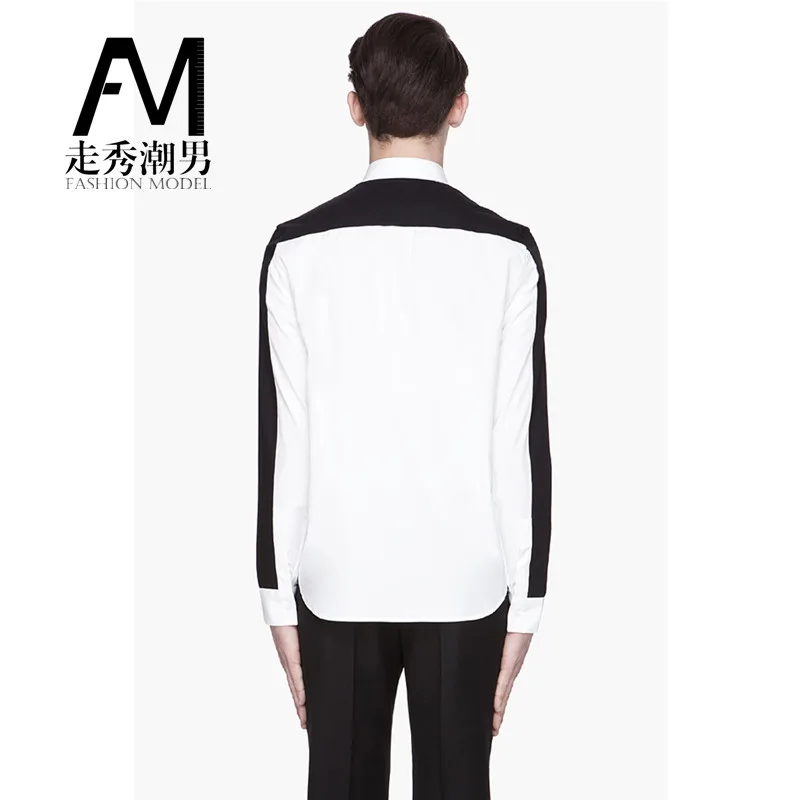S-5XL! новая мужская одежда Подиум стилист волос тонкий черный белый шить рубашка ds плюс размер костюм певица костюмы