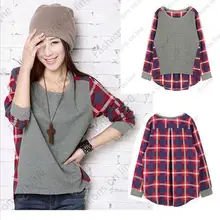 2016 Plaid Sweatshirt Autumn Long Sleeve Casual Suit Women Short Hoody Casual Hoodies Pullover XXL
